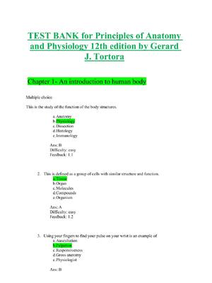 Preview image for TEST BANK for Principles of Anatomy and Physiology 12th edition by Gerard J. Tortora