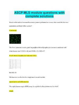 Preview of ASCP MLS module questions & Answers | Based on the indirect immunofluoresence pattern perf
