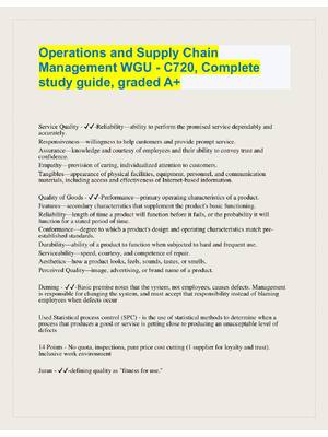 Preview of WGU C720 Operations and Supply Chain  Management. | Complete  study guide, graded A+