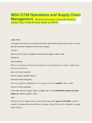 Preview of WGU C720 Operations and Supply Chain  Management. | Western Governors University Business