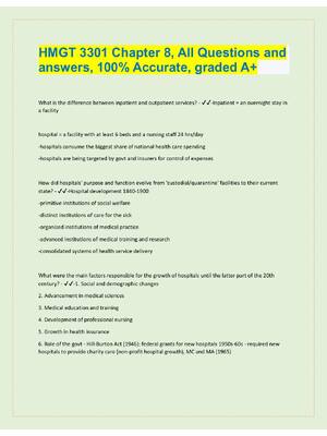 Preview of HMGT 3301 Exam Questions and answers, 100% Accurate,