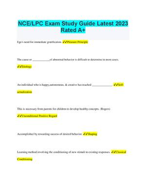 Preview of NCE/LPC Exam Study Guide Latest Rated A+