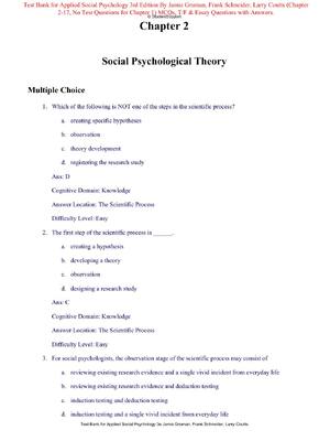 Preview of Applied Social Psychology, 3e Jamie Gruman, Frank Schneider , Larry Coutts (Test Bank)