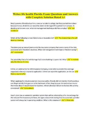 Preview of Webce life health Florida Exam Questions and Answers with Complete Solution Rated A+