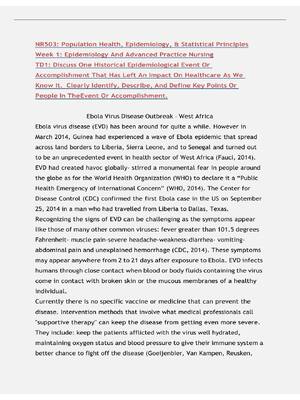 Preview of Discuss One Historical Epidemiological Event Or Accomplishment That Has Left An Impact On