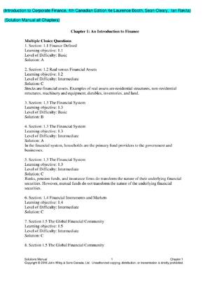 Preview of Solutions Manual for Introduction to Corporate Finance, 4th Canadian Edition 4th Edition B