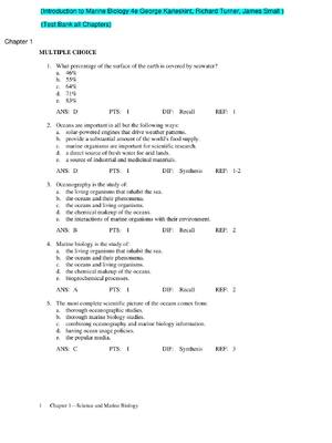 Preview of TEST BANK for Introduction to Marine Biology 4th Edition By George Karleskint, Richard Tur