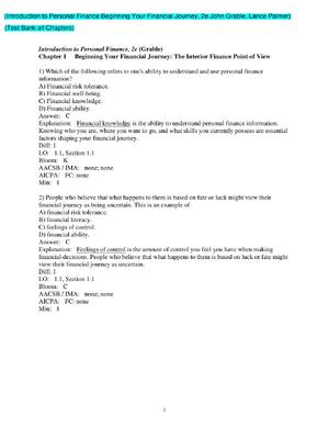 Preview of TEST BANK for Introduction to Personal Finance Beginning Your Financial Journey 2nd Editio