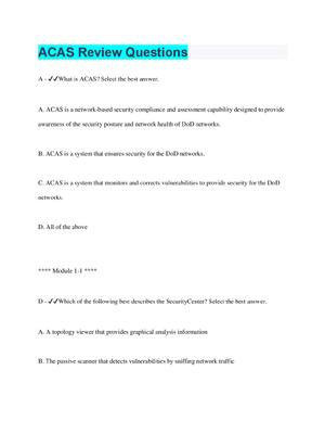 Preview of ACAS Review Exam Prep Questions & Answers