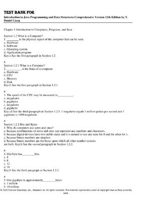 Preview of Test Bank for Introduction to Java Programming and Data Structures Comprehensive Version 1