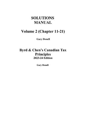 Preview of Solutions Manual for Byrd & Chen's Canadian Tax Principles, 2023-2024 Edition (Volume 2)