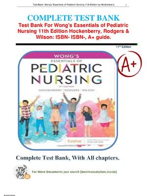 Preview of Test Bank For Wong's Essentials of Pediatric Nursing 11th Edition by Marilyn J. Hockenberr
