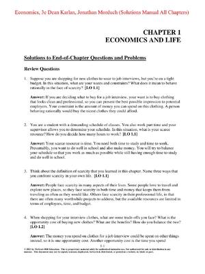 Preview of Solutions Manual for Economics 3rd Edition By Dean Karlan, Jonathan Morduch | 100% Origina
