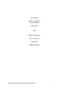 Preview of Test Bank for Family Therapy An Overview 9th Edition By Irene Goldenberg, Mark Stanton, He