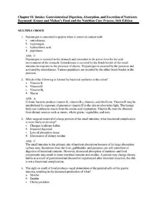 Preview of Test Bank For Krause and Mahan’s Food and the Nutrition Care Process, 16th Edition by Jani