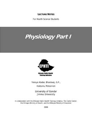 Preview image for Physiology Part I LECTURE NOTES For Health Science Students