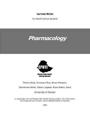Preview image for PHARMACOLOGY LECTURE NOTES For Health Science Students