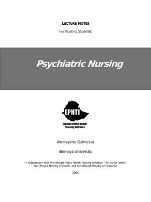 Preview image for Psychiatric Nursing LECTURE NOTES For Nursing Students