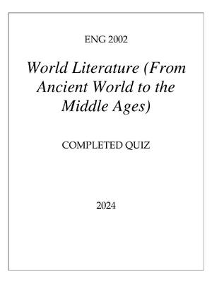 Preview of FROM ANCIENT WORLD TO THE MIDDLE AGES COMPLETED QUIZ 2024 | ENG LITERATURE
