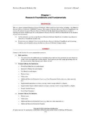 Preview of Inatsructor Manual for Business Research Methods 14th by Pamela Schindler