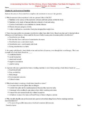 Preview of Test Bank For  Understanding Nutrition 16th Edition By Ellie Whitney, Sharon Rady Rolfes
