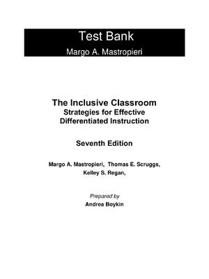 Preview of Test Bank For The Inclusive Classroom Strategies for Effective Differentiated Instruction