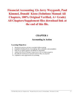 Preview of Solutions Manual For Financial Accounting 12th Edition By Jerry Weygandt, Paul Kimmel, Don