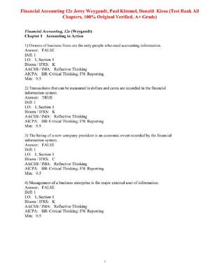 Preview of Test Bank For Financial Accounting 12th Edition By Jerry Weygandt, Paul Kimmel, Donald  Ki