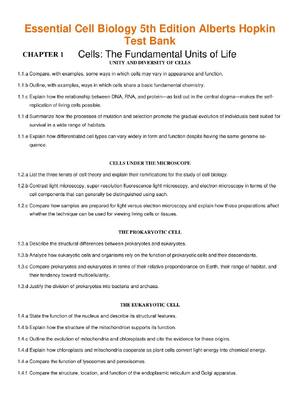 Preview of Test Bank for Essential Cell Biology 5th Edition by  Bruce Alberts, Alexander D Johnson, D