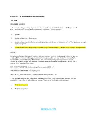 Preview of TEST BANK for Pharmacology and the Nursing Process 8th Edition by Linda Lane Lilley, Shell