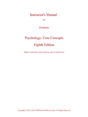 Preview of Instructor Manual For Psychology Core Concepts 8th Edition By Philip Zimbardo, Robert John