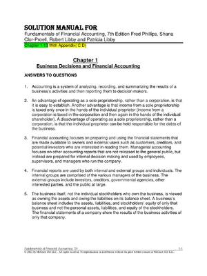 Preview of Solution Manual For Fundamentals of Financial Accounting, 7th Edition Fred Phillips, Shana