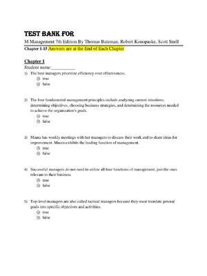 Preview of Test Bank For M Management 7th Edition By Thomas Bateman, Robert Konopaske, Scott Snell Ch