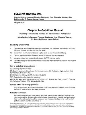 Preview of Solutions Manual for Introduction to Personal Finance Beginning Your Financial Journey, 2n