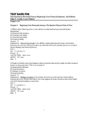 Preview of Test Bank for Introduction to Personal Finance Beginning Your Financial Journey, 2nd Editi