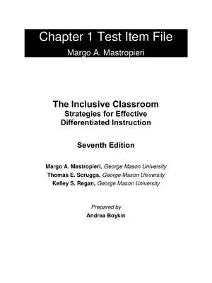 Preview of Test Bank For Inclusive Classroom, The Strategies for Effective Differentiated Instruction