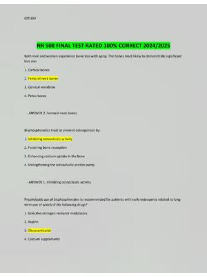 Preview of Advanced Pharmacology NR 508 FINAL TESTS COMBINED FOR EXAM PREP