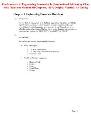 Preview of Solutions Manual For Fundamentals of Engineering Economics 3rd Edition (International Edit