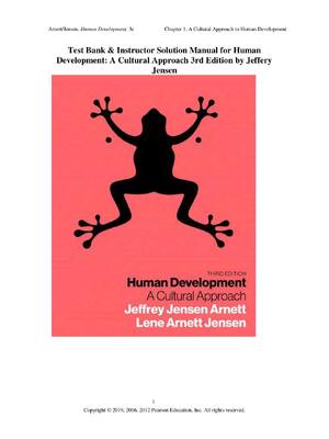Preview of Human Development A Cultural Approach 3rd Edition by Jeffery Jensen TEST BANK & INSTRUCTOR