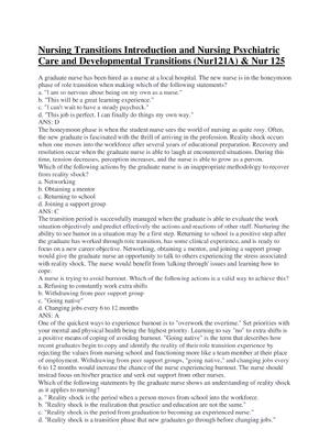 Preview of Nursing Transitions Introduction and Nursing Psychiatric Care and Developmental Transition