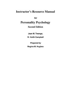 Preview of Instructor Manual For Personality Psychology Understanding Yourself and Others 2nd Edition
