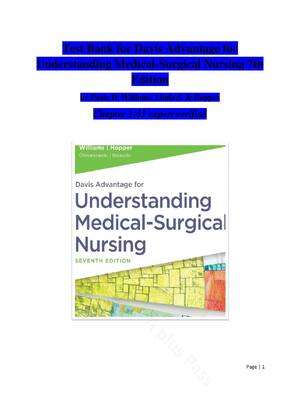 Preview of Test Bank for Davis Advantage for Understanding Medical-Surgical Nursing 7th Edition by Pa