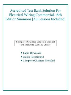 Preview of Test Bank for Electrical Wiring Commercial, 18th Edition by Phil Simmons, Ray Mullin, Mark