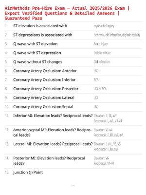 Preview of AirMethods Pre-Hire Exam Expert Verified Questions & Detailed Answers | Guaranteed Pass