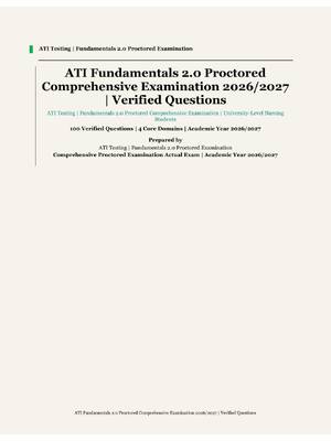 Preview of ATI Fundamentals 2.0 Proctored | ATI Testing | Academic Year 2026/2027 | Comprehensive Pro