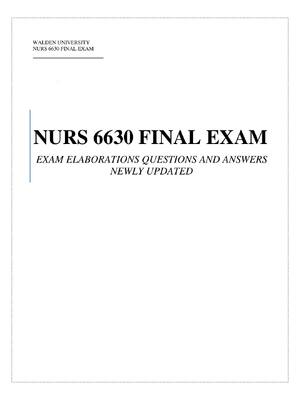 Preview of NURS 6630 FINAL EXAM: NURS 6630 Neurobiology and Psychopharmacology for Psychiatric Mental