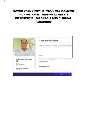 Preview of IHuman Case Study 60-Year-Old Male with Painful Rash – NRNP 6512 Week 4 Differential Diagn