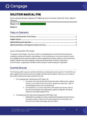 Preview of Solutions Manual for Communication Between Cultures 10th Edition by Larry A. Samovar, Rich