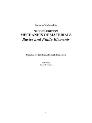 Preview of Instructor's Manual for Mechanics of Materials Basics and Finite Elements, 2nd Edition By