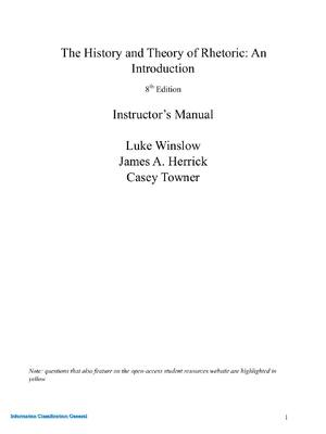 Preview of Solution Manual For The History and Theory of Rhetoric, 8th Edition By Luke Winslow, James